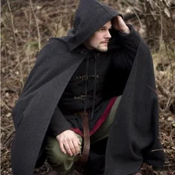 Epic Armoury Cape De Laine à  Capuche, 100% Laine, Gris -Vetements Halloween Boutique cape de laine a capuche 100 laine gris 2