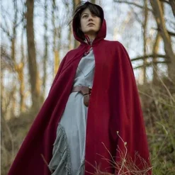 Epic Armoury Cape De Laine à  Capuche, 100% Laine, Rouge Foncé -Vetements Halloween Boutique cape de laine a capuche 100 laine rouge fonce 3