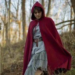 Epic Armoury Cape De Laine à  Capuche, 100% Laine, Rouge Foncé -Vetements Halloween Boutique cape de laine a capuche 100 laine rouge fonce 4