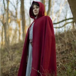Epic Armoury Cape De Laine à  Capuche, 100% Laine, Rouge Foncé -Vetements Halloween Boutique cape de laine a capuche 100 laine rouge fonce 5