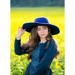 Leonardo Carbone Chapeau En Feutre, Bleu -Vetements Halloween Boutique chapeau en feutre bleu 2