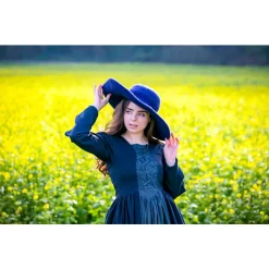 Leonardo Carbone Chapeau En Feutre, Bleu -Vetements Halloween Boutique chapeau en feutre bleu 3