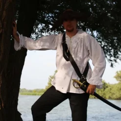 Leonardo Carbone Chemise De Pirate, Blanc -Vetements Halloween Boutique chemise de pirate blanc 2