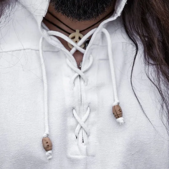 Leonardo Carbone Chemise Médiévale Avec Manches Courtes, Blanc 4 Leonardo Carbone Chemise Médiévale Avec Manches Courtes, Blanc – Image 4