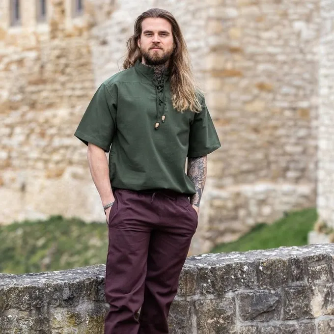 Leonardo Carbone Chemise Médiévale Avec Manches Courtes, Vert 2 Leonardo Carbone Chemise Médiévale Avec Manches Courtes, Vert – Image 2