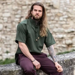 Leonardo Carbone Chemise Médiévale Avec Manches Courtes, Vert 8 Leonardo Carbone Chemise Médiévale Avec Manches Courtes, Vert -Vetements Halloween Boutique chemise medievale avec manches courtes vert 2
