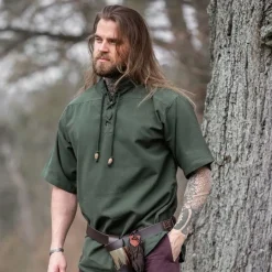 Leonardo Carbone Chemise Médiévale Avec Manches Courtes, Vert