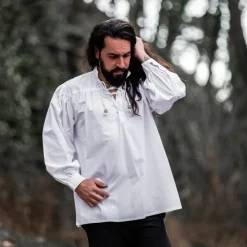 Leonardo Carbone Chemise Médiévale, Blanche 10 Leonardo Carbone Chemise Médiévale, Blanche -Vetements Halloween Boutique chemise medievale blanche 4