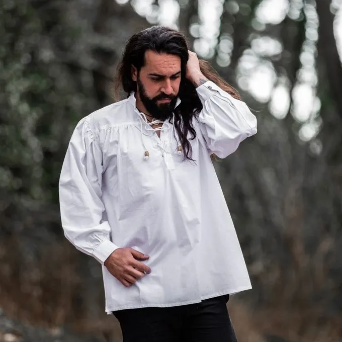 Leonardo Carbone Chemise Médiévale, Blanche 5 Leonardo Carbone Chemise Médiévale, Blanche – Image 5