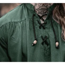 Leonardo Carbone Chemise Médiévale Georg, Vert -Vetements Halloween Boutique chemise medievale georg vert 4