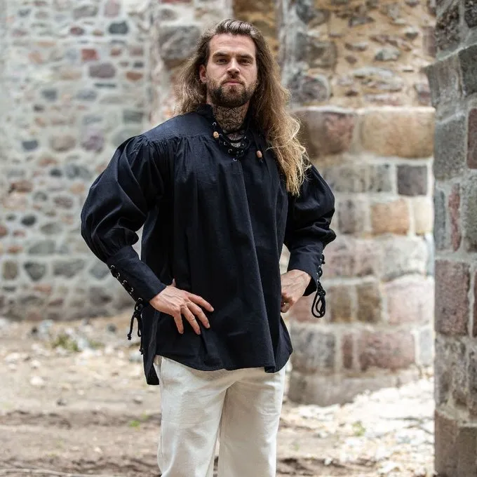 Leonardo Carbone Chemise Médiévale Louis, Noir 1 Leonardo Carbone Chemise Médiévale Louis, Noir