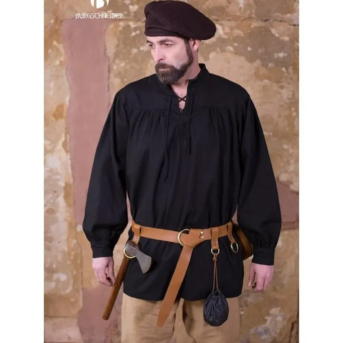 Burgschneider Chemise Renaissance Störtebecker, Noir 2 Burgschneider Chemise Renaissance Störtebecker, Noir – Image 2