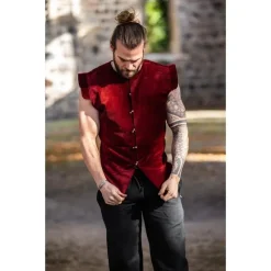 Leonardo Carbone Doublet Du 16ème Siècle Gueux De Mer, Rouge -Vetements Halloween Boutique doublet du 16eme siecle gueux de mer rouge 3