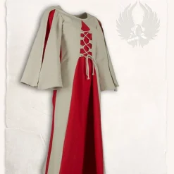 Mytholon Filles Médiévales Robe Kirian, Crème / Rouge -Vetements Halloween Boutique filles medievales robe kirian creme rouge 4
