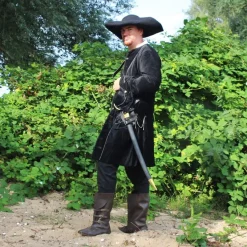 Leonardo Carbone Manteau De Pirate En Velours, Noir -Vetements Halloween Boutique manteau de pirate en velours noir 5