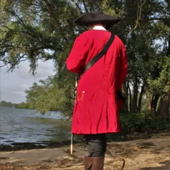 Leonardo Carbone Manteau De Pirate En Velours, Rouge-noir -Vetements Halloween Boutique manteau de pirate en velours rouge noir 4