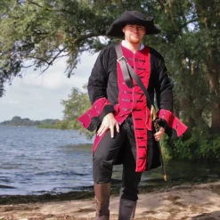 Leonardo Carbone Manteau De Pirate Velours Noir-rouge