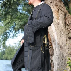 Leonardo Carbone Manteau Pirate 17ème Siècle, Noir -Vetements Halloween Boutique manteau pirate 17eme siecle noir 3