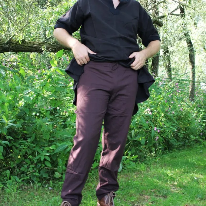 Leonardo Carbone Pantalon En Coton Alin, Marron Foncé 2 Leonardo Carbone Pantalon En Coton Alin, Marron Foncé – Image 2