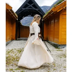 Leonardo Carbone Robe Médiévale Begina, Naturel -Vetements Halloween Boutique robe medievale begina naturel 3
