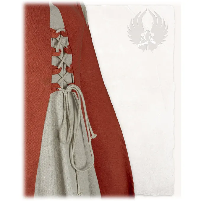 Mytholon Robe Médiévale Jasione, Orange / Crème 2 Mytholon Robe Médiévale Jasione, Orange / Crème – Image 2