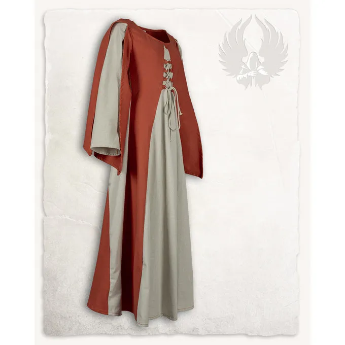 Mytholon Robe Médiévale Jasione, Orange / Crème 1 Mytholon Robe Médiévale Jasione, Orange / Crème