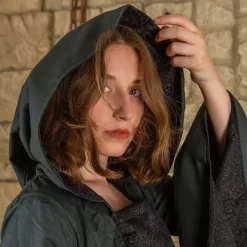 Mytholon Robe Médiévale Ophelia, Vert-noir -Vetements Halloween Boutique robe medievale ophelia vert noir 3